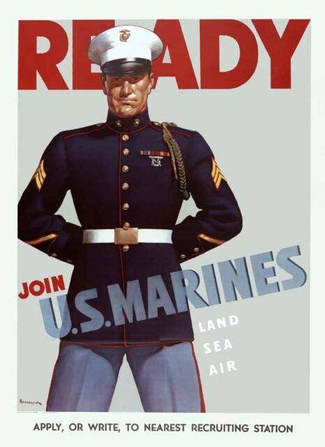 Ww2 United States Marine Corps Usmc Recruitment Wall Poster Art Print