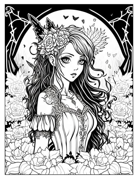 Gothic Anime Coloring Pages Gothic Coloring Book Anime Etsy