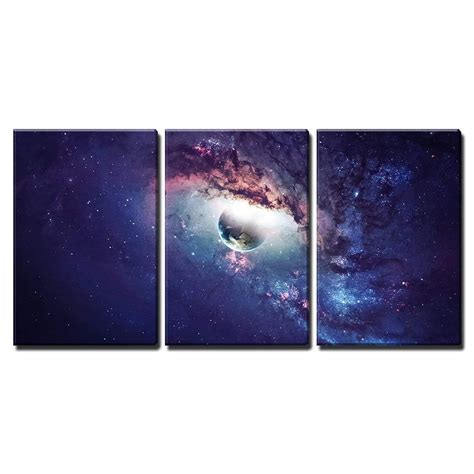 Wall26 3 Piece Canvas Wall Art Universe Scene With Planets Stars And