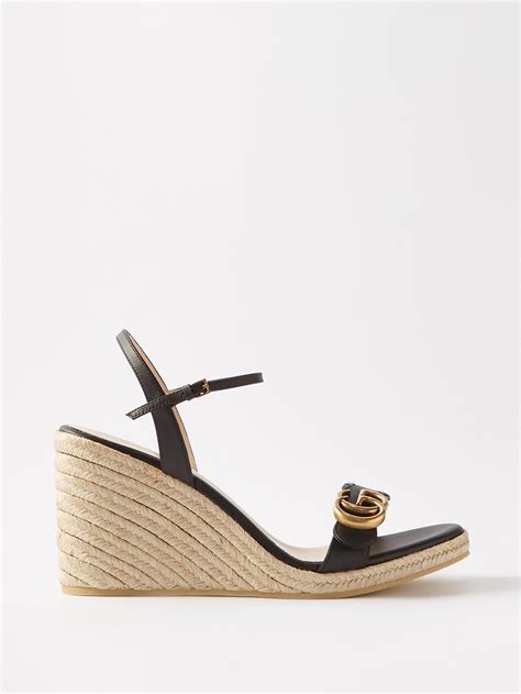 Gucci Gg 95 Leather Espadrille Wedges In Natural Lyst