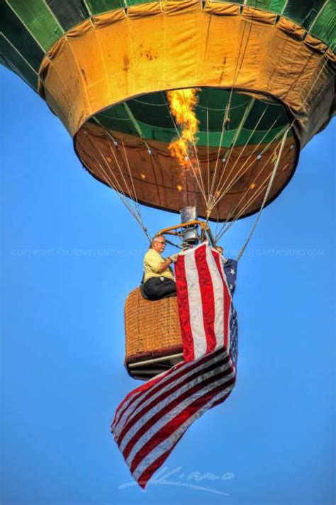 Man With American Flag On Hot Air Balloon Festival Launch Hdr Photography By Captain Kimo
