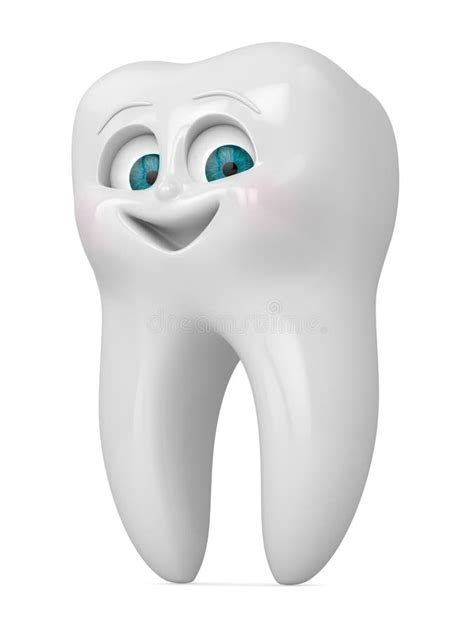3d Render Of Cartoon Mr Tooth Worried About Cavity Over White