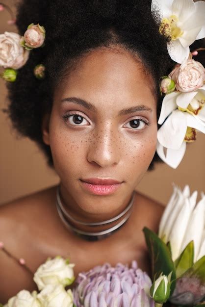 Premium Photo Portrait Of Young Half Naked Freckled African American