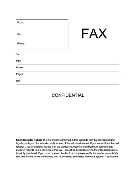 Printable Fax Cover Sheet With Confidentiality Statement Printable