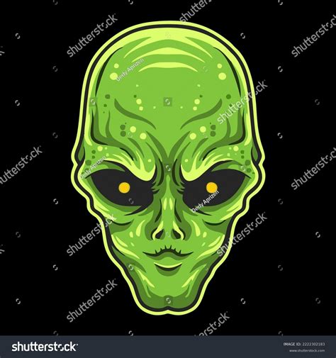 Green Alien Head Vector Drawing Stock Vector Royalty Free 2222302183