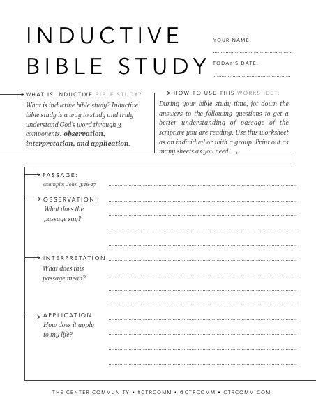 Bible Worksheets For Teens Inductive Bible Study Bible Study