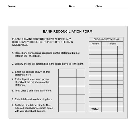 Reconciling An Account Worksheets