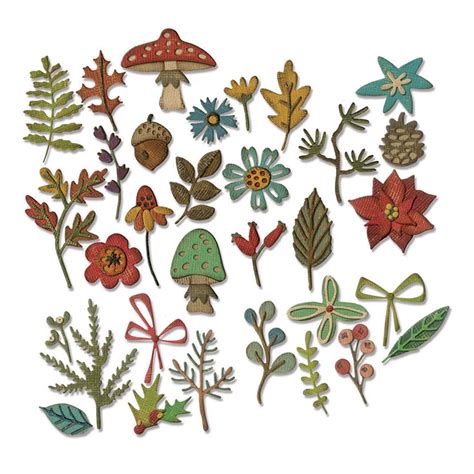 Tim Holtz Funky Festive And Funky Foliage Thinlits Dies