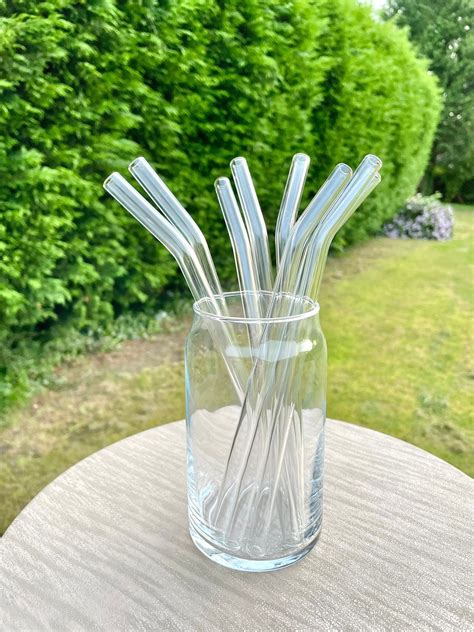 bent glass drinking straw reusable boba clear smoothie juice milkshake party cocktails 10mm 8mm