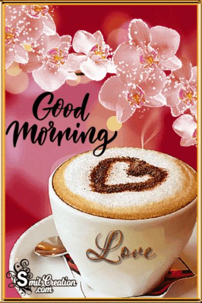 Good Morning Flowers Coffee Animated  Image