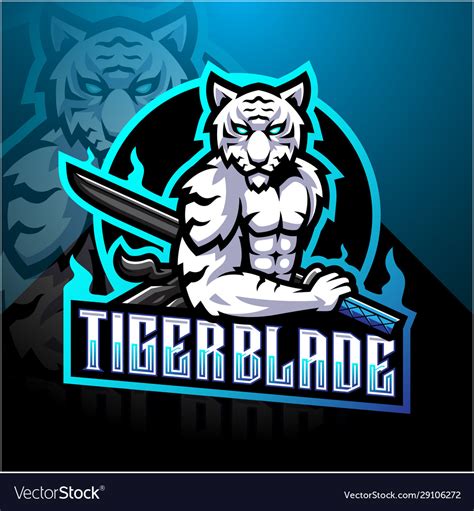 White Tiger With Blade Esport Mascot Logo Vector Image