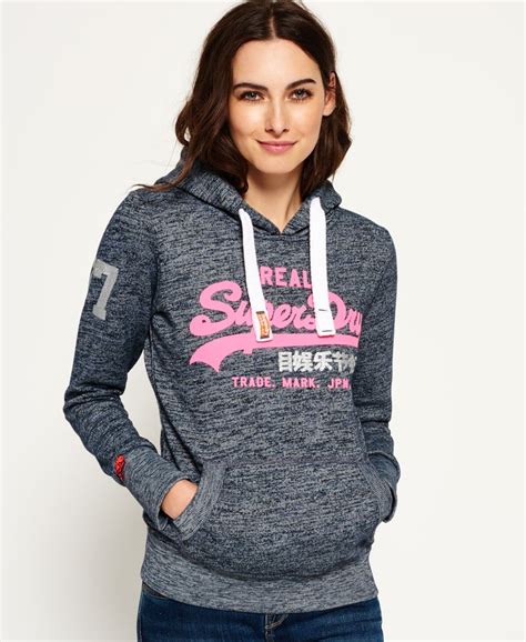 Womens Vintage Logo Duo Hoodie In Navy Superdry Uk