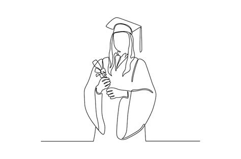 Premium Vector Continuous One Line Drawing Of Happy Young Graduate