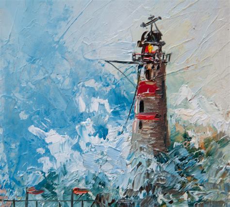 Lighthouse Oil Painting Original Art Ocean Storm Seascape Etsy