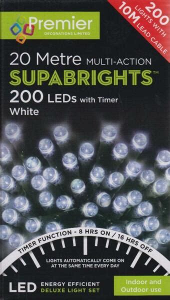 Premier Multi Action 200 Supabrights Led Christmas Lights 20m Lit