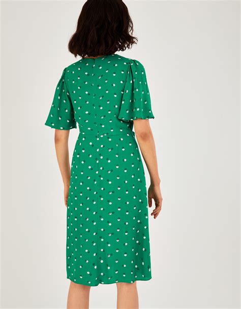 Aoife Spot Print Tea Dress Green Casual And Day Dresses Monsoon Uk
