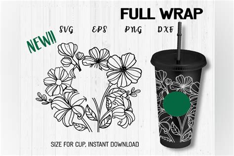 Black Floral Venti Cold Cup 24 Oz Graphic By Sunf10werdesigns