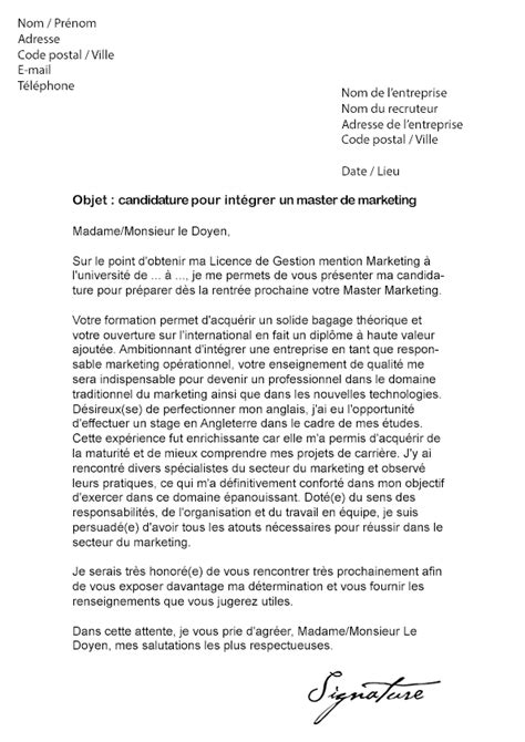 Lettre De Motivation Droit International / lettre de motivation master