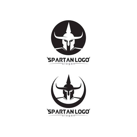 Black Spartan Gladiator Logo With Vector Helmet And Head Design Vector