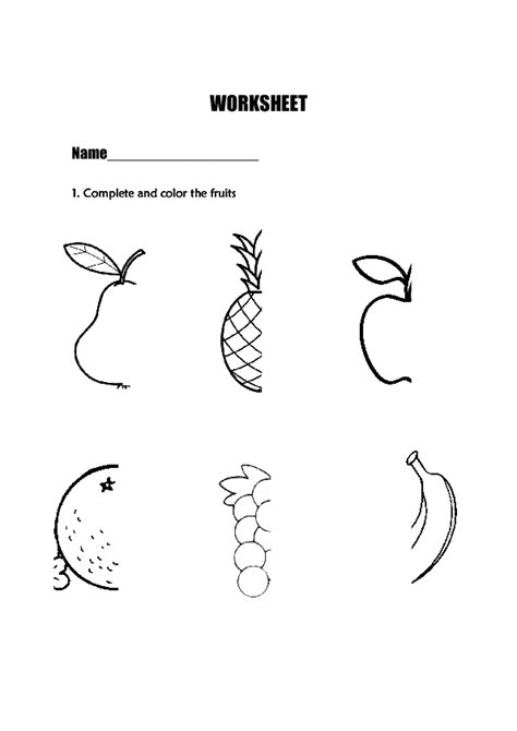 Preschool Fruit Worksheet