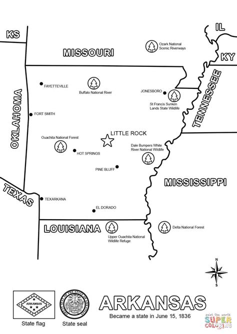 Map Of Arkansas Coloring Page Free Printable Coloring Pages