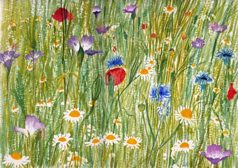 Wild Flower Meadow Original Watercolour Painting Christmas Etsy Uk