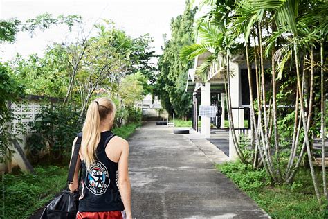 Blonde Girl Walking To The Gym By Ivan Gener