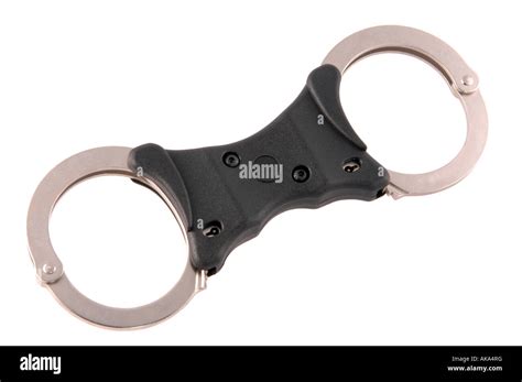 Modern Uk Police Handcuffs Isolated On White Stock Photo Royalty Free