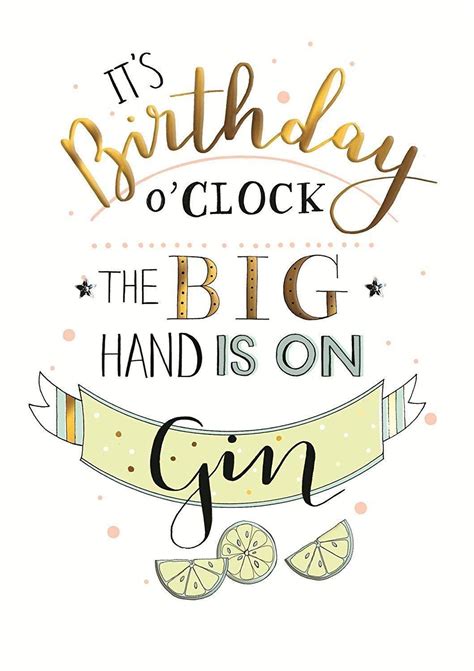 Gin Oclock Birthday Greeting Card Inspired By Second Nature Cards