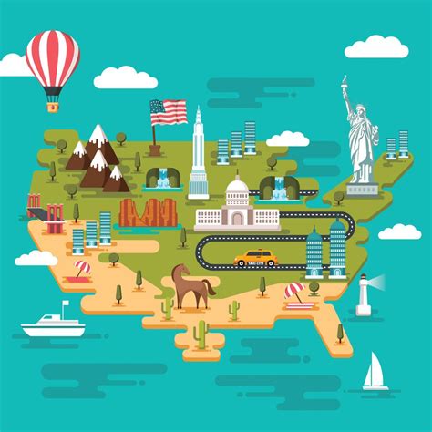 United States Landmark Map 242440 Download Free Vectors Clipart