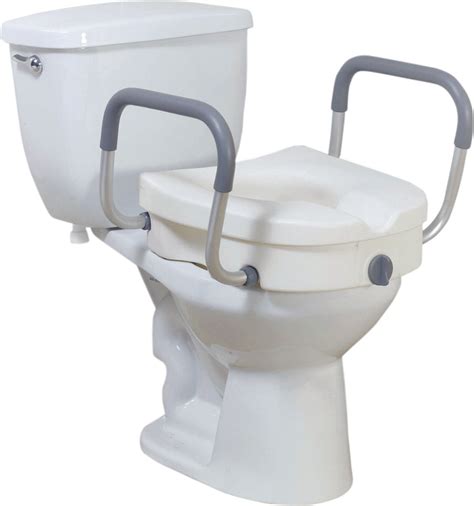 2 In 1 Locking Raised Toilet Seat With Tool Free Removable Arms Help