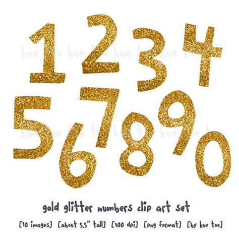 Gold Glitter Numbers Instant Download Clip Art Gold By Huetoo Gold