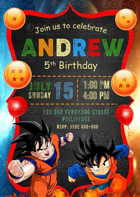 Dragon Ball Z Party Invitation Design Jamakodesigns