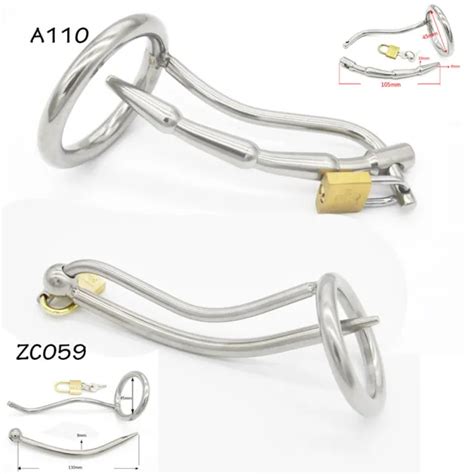 Stainless Steel Male Chastity Device Urethral Tube Belt Lock Bdsm Restraint Picclick