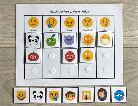 Match The Emotions Worksheet Busy Book Pages Preschool Busy Etsy Montessori Material Selber