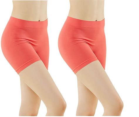 2 Pack Womens Seamless Stretch Yoga Exercise Shorts Coral