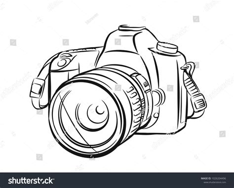 Modern Camera Outline Style Vector Hand Stock Vector Royalty Free