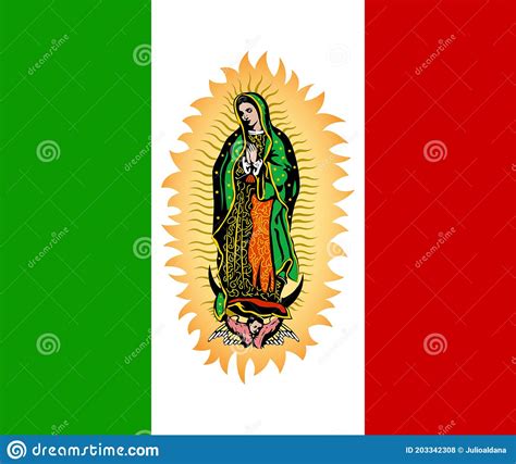 Virgen De La Guadalupe Y La Ilustraci N Del Vector De Bandera Mexicana