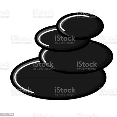 Beautiful Simple Flat Icon Of Black Hot Stones For Massage And Spa Beauty Guidance Isolated On