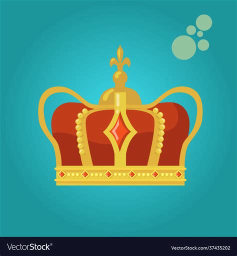 Crown Golden Royal Jewelry Symbol King Queen Vector Image