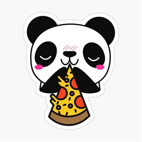Food Download Cute Cartoon Panda Eating Pizza Png