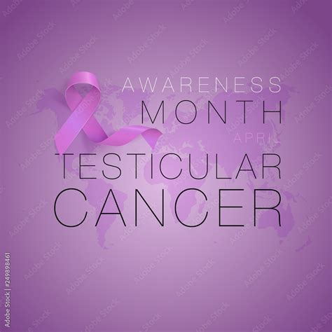 Testicular Cancer Awareness Calligraphy Poster Design Realistic Orchid Ribbon April Is Cancer