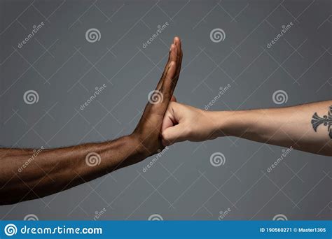 Racial Tolerance Respect Social Unity African And Caucasian Hands