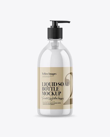 clear liquid soap bottle  pump mockup  mockup template