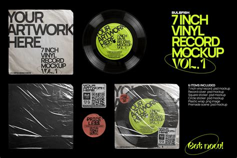 7 Inch Vinyl Record Mockup Vol1 Bulbfish Dsgn