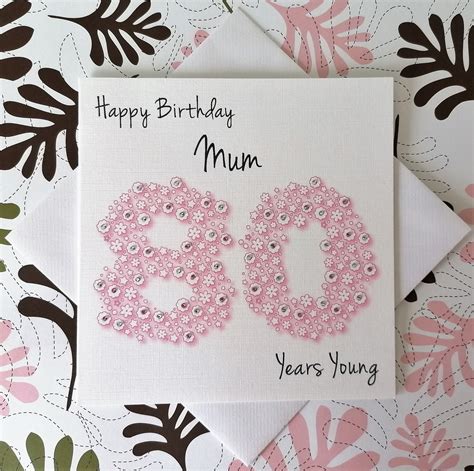 Happy 80th Birthday Mum Card Etsy Uk