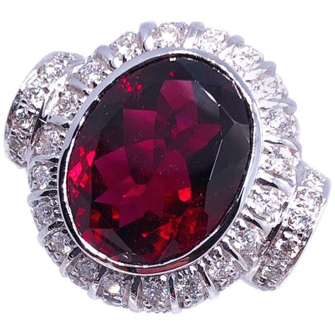 8.81 Carat Natural Red Tourmaline White Diamond Cocktail ...