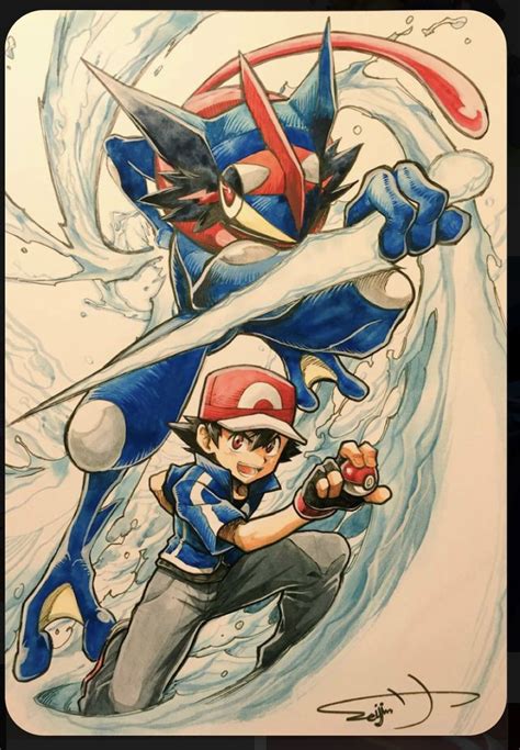 Drawing Ash Greninja Em 2020 Pokémon Desenho Casais Pokemon O Pokemon