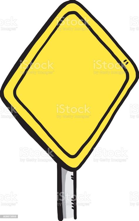Yellow Diamond Shape Road Sign Stock Illustration Download Image Now