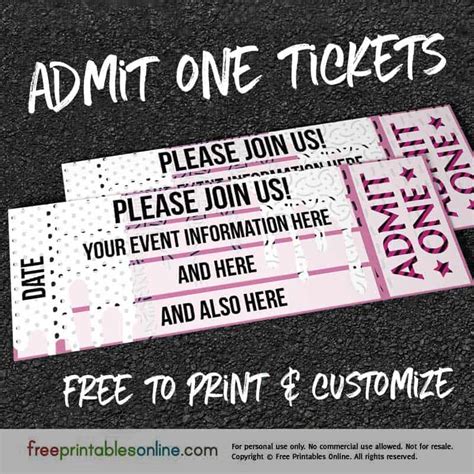 drip drop admit  ticket template  printables